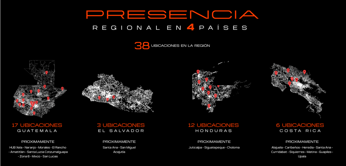 Presencia regional de Truck Depot: 4 países, 38 ubicaciones